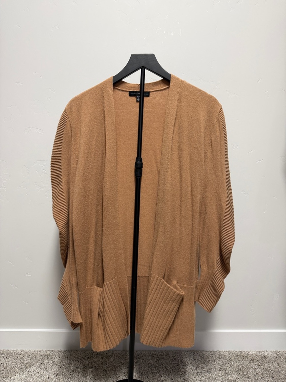 Open-Front Camel Cardigan Sweater